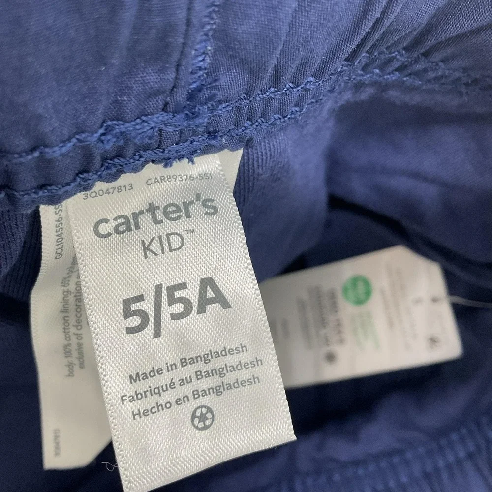 Carter's Pants Boys 5 Blue Elastic Waist Drawstring Lightweight Jogger‎ Casual